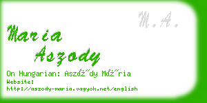 maria aszody business card